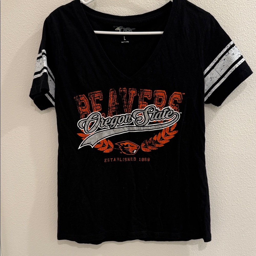 Oregon State Women's Black V-Neck Tee